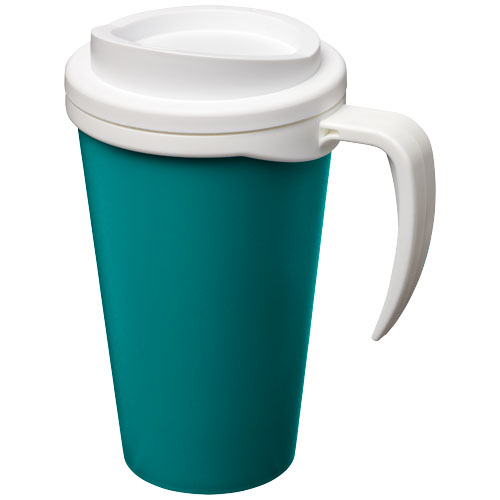 Mug isolant 350 ml promotionnel Americano® Bleu aqua et Blanc